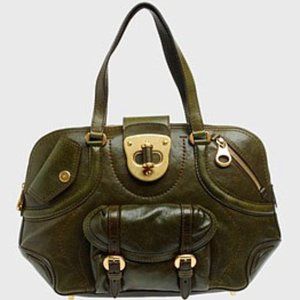 Alexander McQueen Olive Leather Shoulder Bag